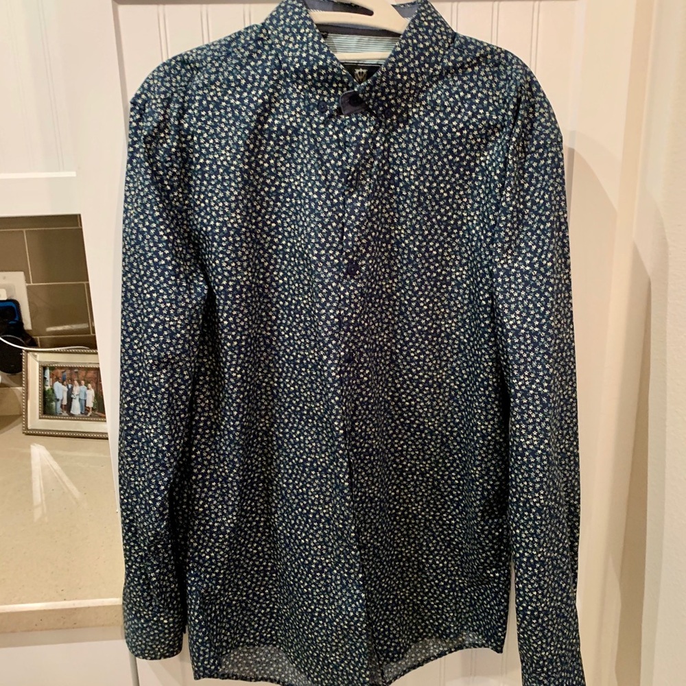 Men’s Steel&Jelly Floral Button Down, Size L